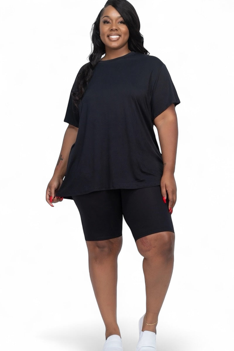 Curvy Loose Fit {Oversized} Top & Bike Shorts Set {BTP3021X}