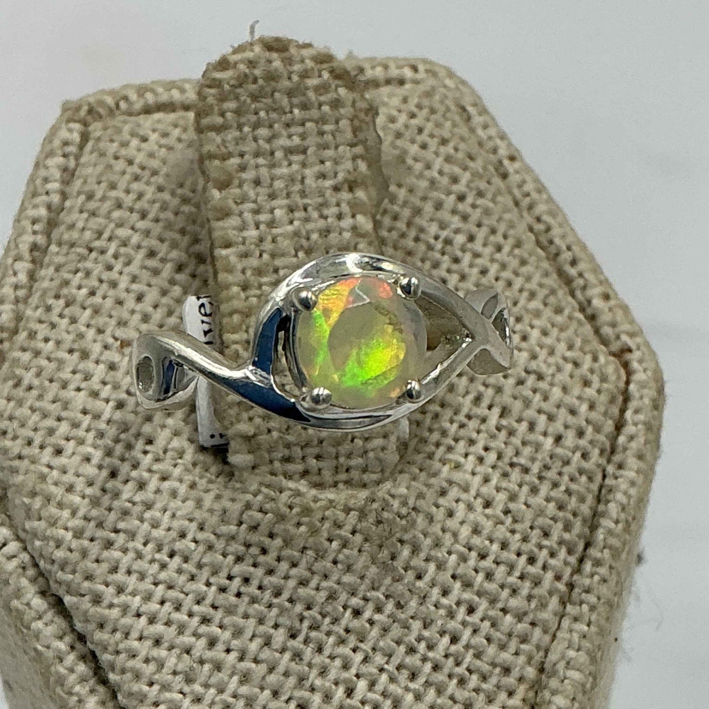 Sterling Silver Ethiopian Opal Swirl Ring – Size 6 – Intuition, Inspiration & Emotional Balance