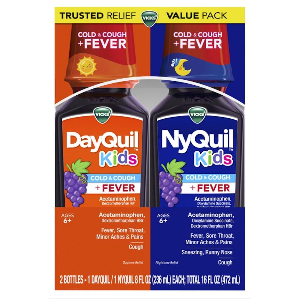 Vicks DayQuil Kids & NyQuil Kids Cold & Cough + Fever Twin Pack