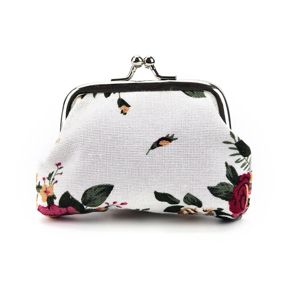 Canvas Mini Coin Purse Wallet | Floral Small Bag for Women and Girls