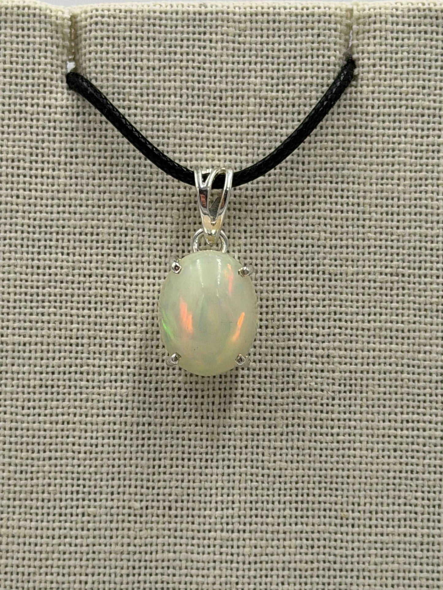 Sterling Silver Oval Ethiopian Opal Pendant Size 2
