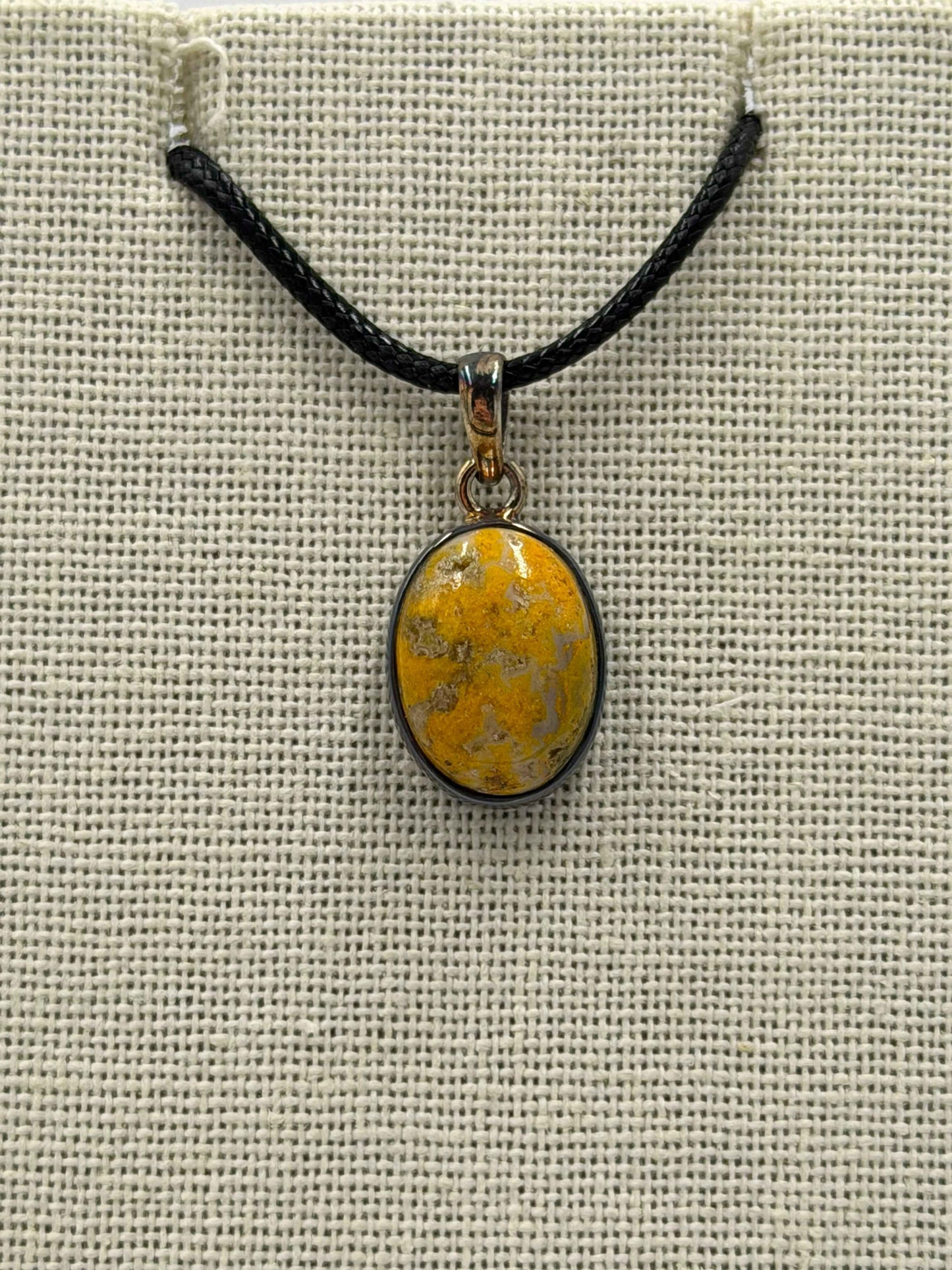 Sterling Silver Oval Bumblebee Jasper Pendant