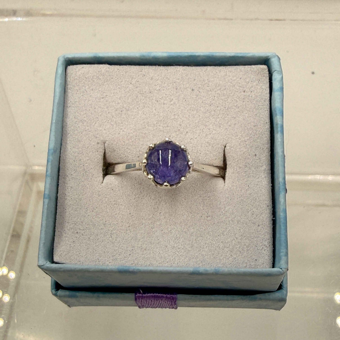 Sterling Silver Crown Set Round Tanzanite Ring - Size 9 - Spiritual, Intuitive & Elevated