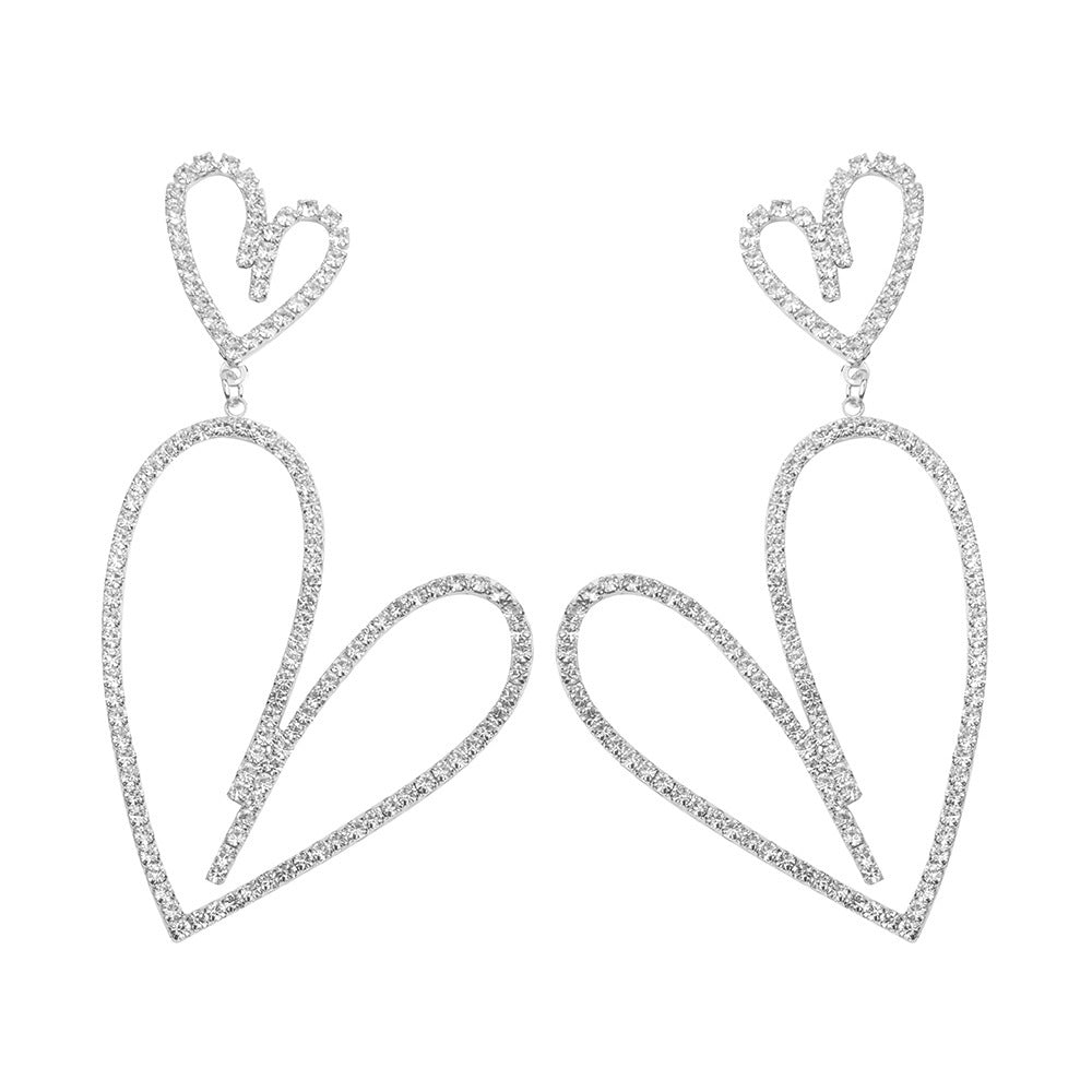 Crystal Rhinestone Heart Drop Dangle Earrings