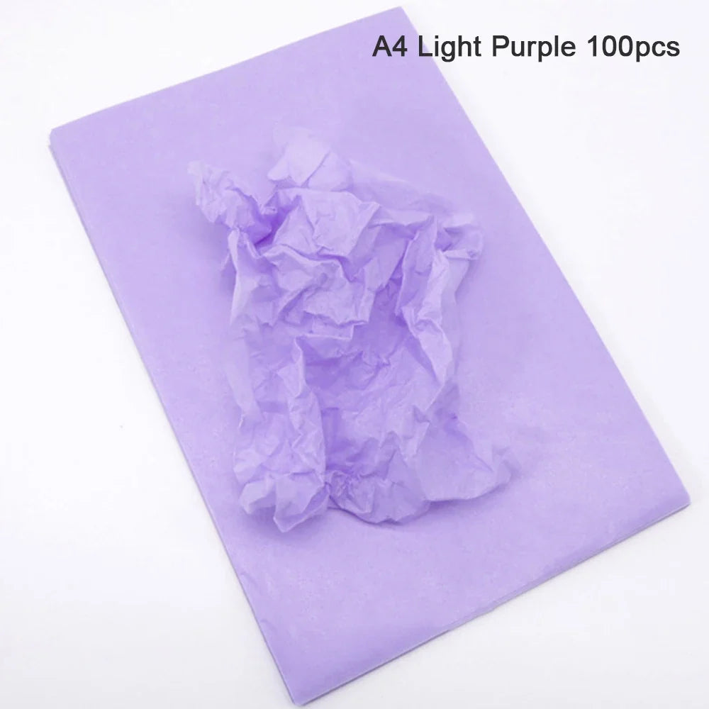 100 Sheets Multicolor Tissue Paper for Gift Wrapping | Bulk A4/A5 Translucent Craft Paper