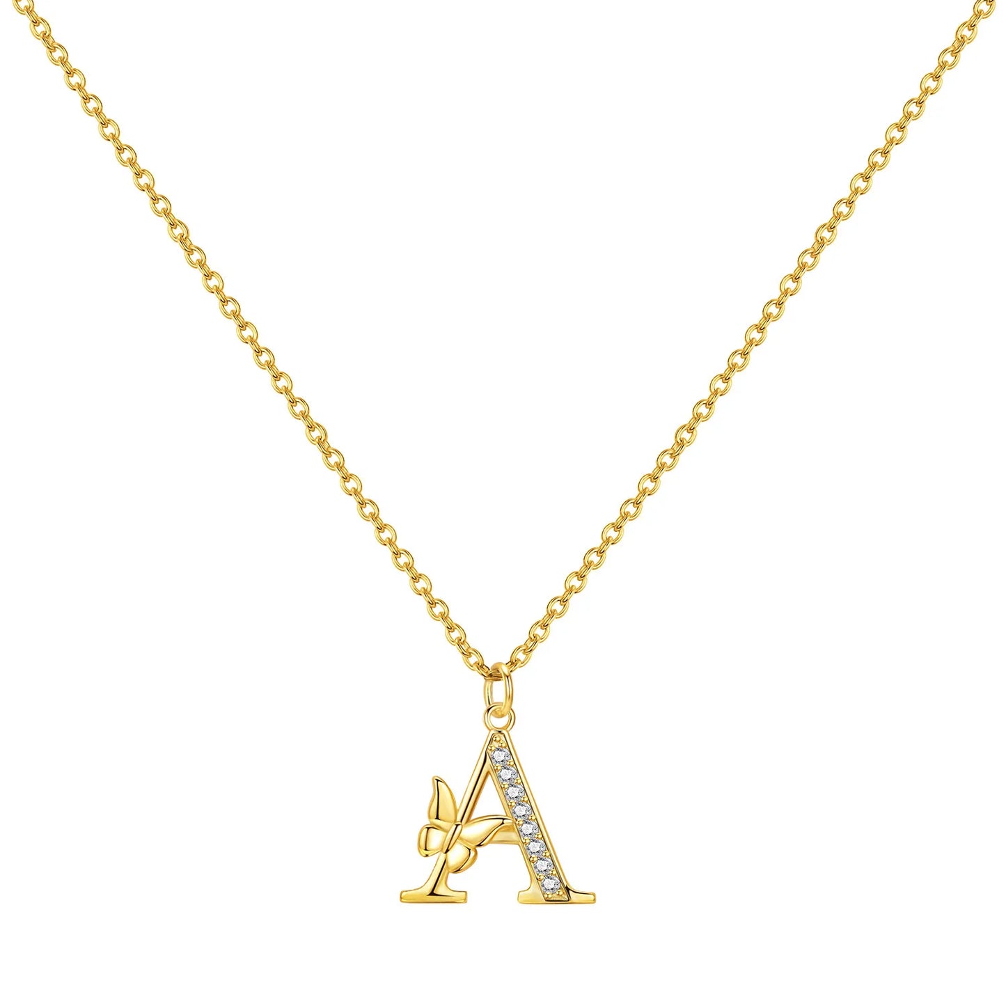 925 Sterling Silver Butterfly Initial Necklace | 26 Letter Y-Shaped Pendant for Women