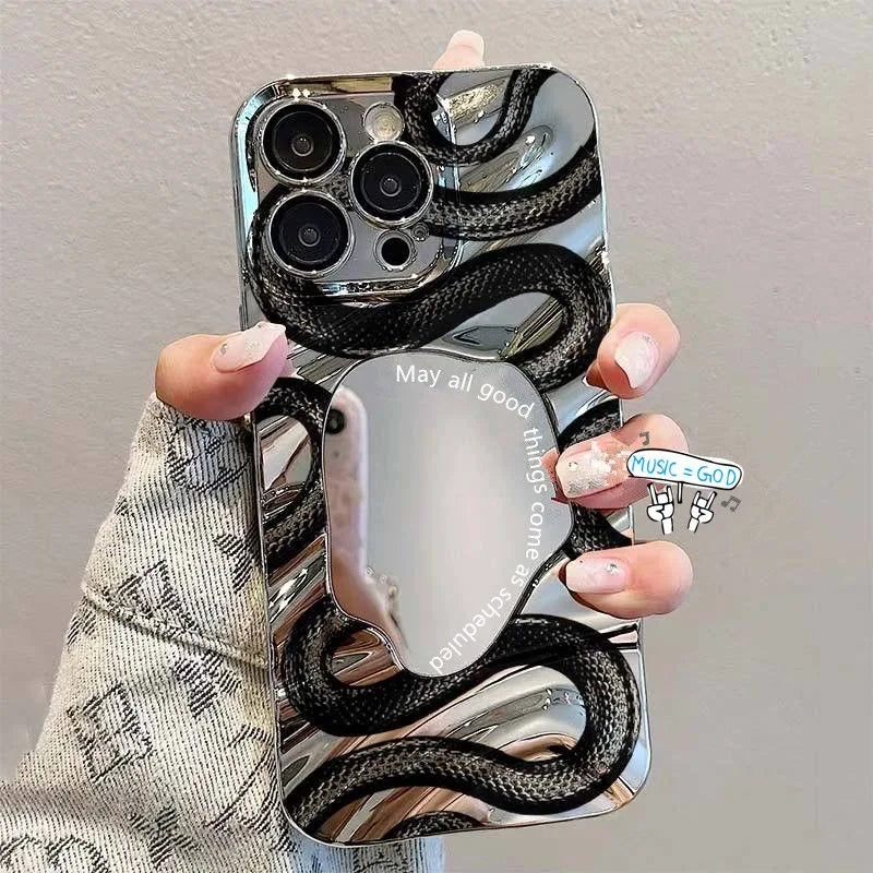 Cute Line Cat Mirror Phone Case