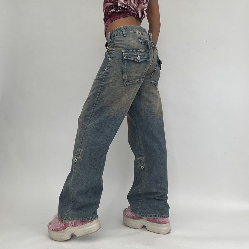 Vintage Blue High-rise Loose Straight-leg Jeans