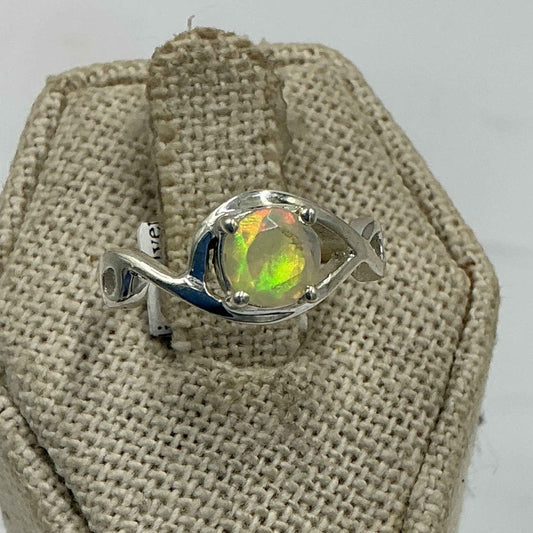 Sterling Silver Ethiopian Opal Swirl Ring – Size 6 – Intuition, Inspiration & Emotional Balance