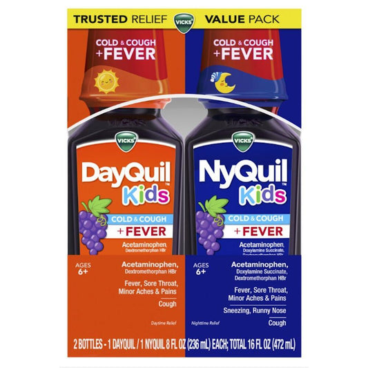 Vicks DayQuil Kids & NyQuil Kids Cold & Cough + Fever Twin Pack