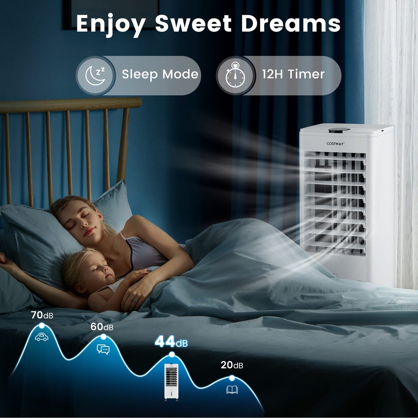 Costway Evaporative Air Cooler Fan Portable Oscillating Swamp with 3 Speeds Modes Remote