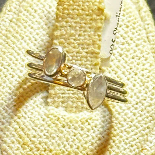 Rainbow Moonstone 3 Stack Ring Set