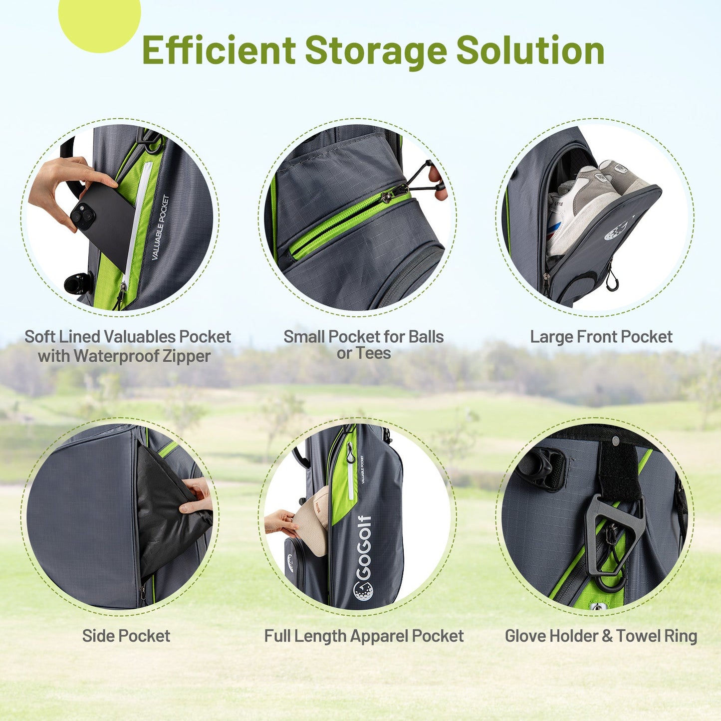 Golf Stand Bag Lightweight Golf Bag with 8 Way Top Dividers and 5 Zippered Pockets
