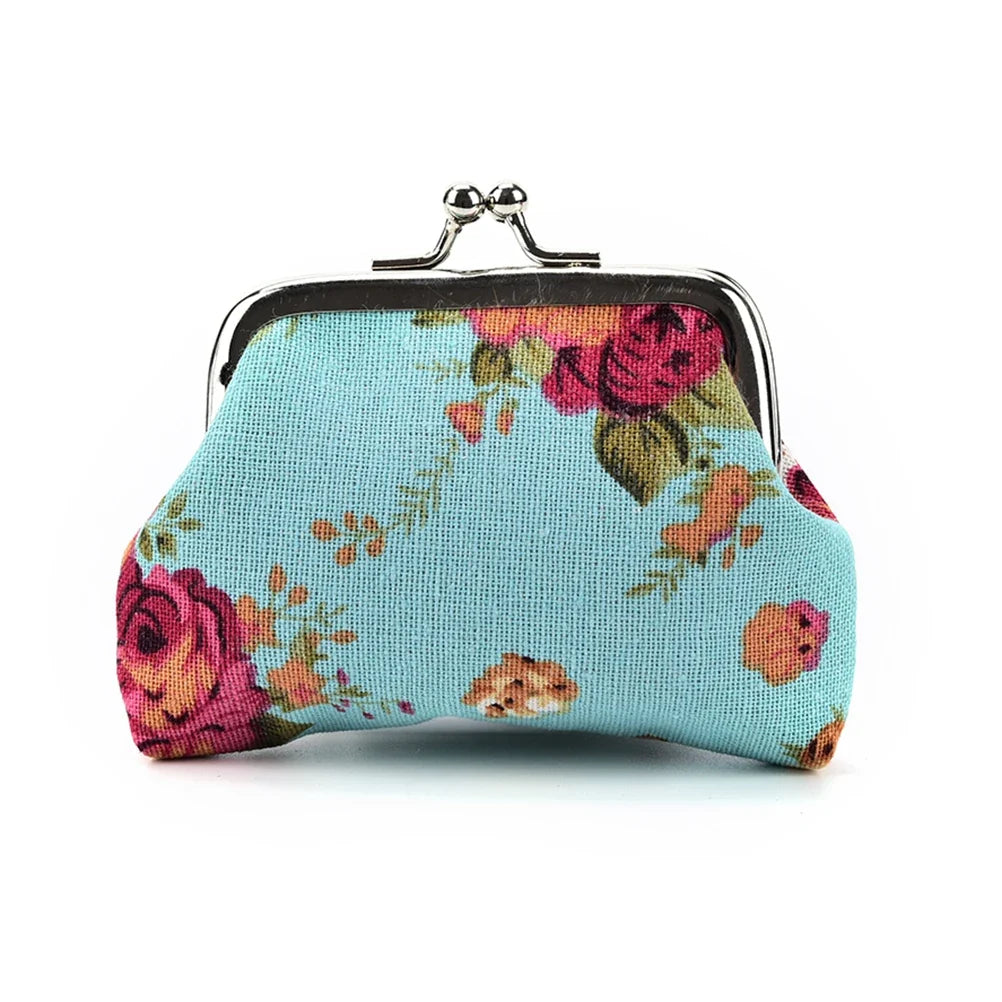 Canvas Mini Coin Purse Wallet | Floral Small Bag for Women and Girls