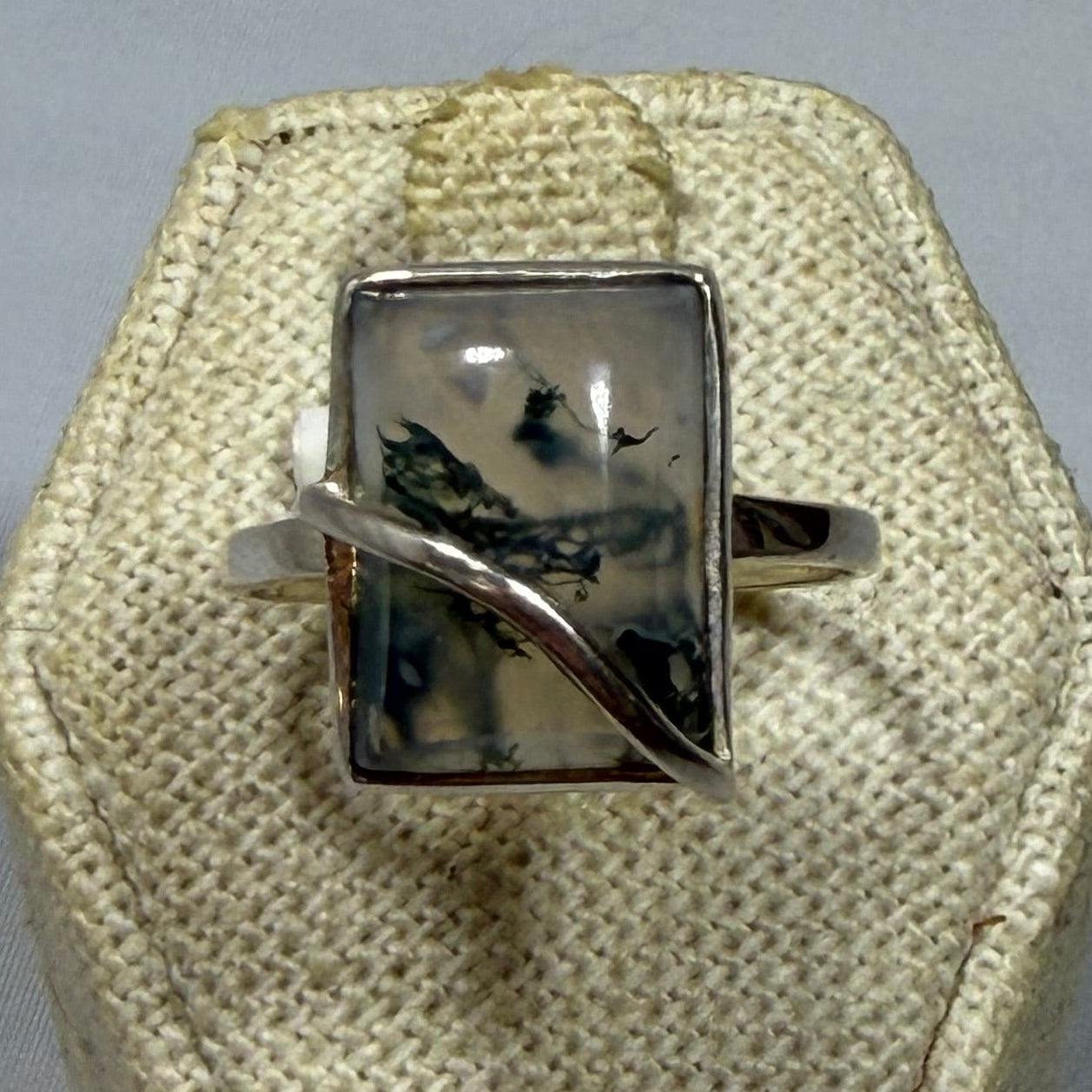 New Moss Agate Ring Size 9 (04.8032)