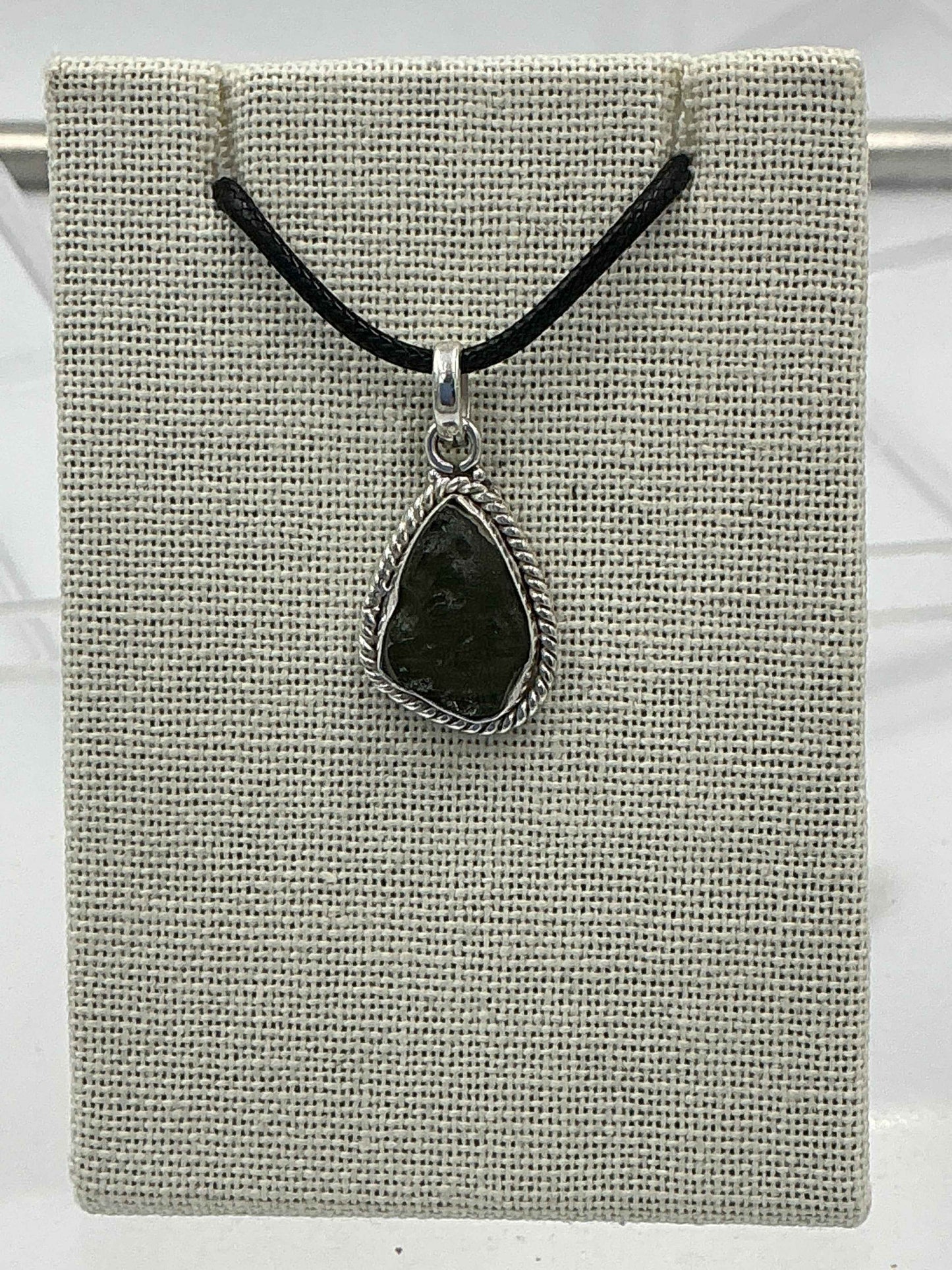 Sterling Silver Rope Bezel Moldavite Pendant