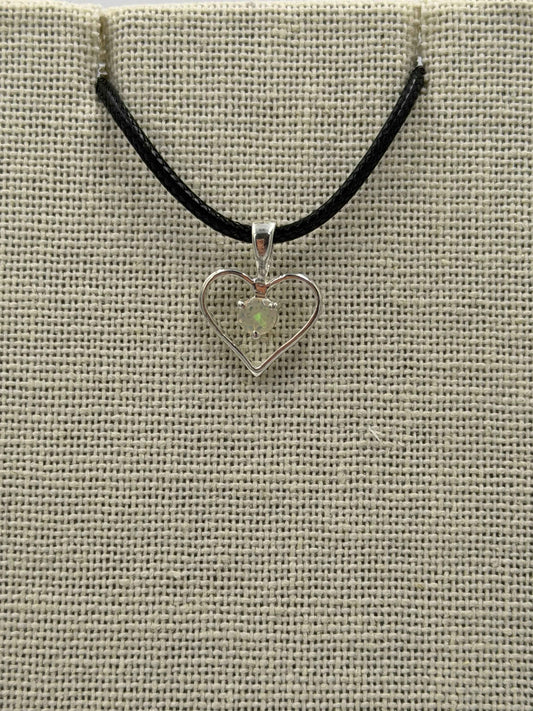 Sterling Silver Heart Ethiopian Opal Pendant