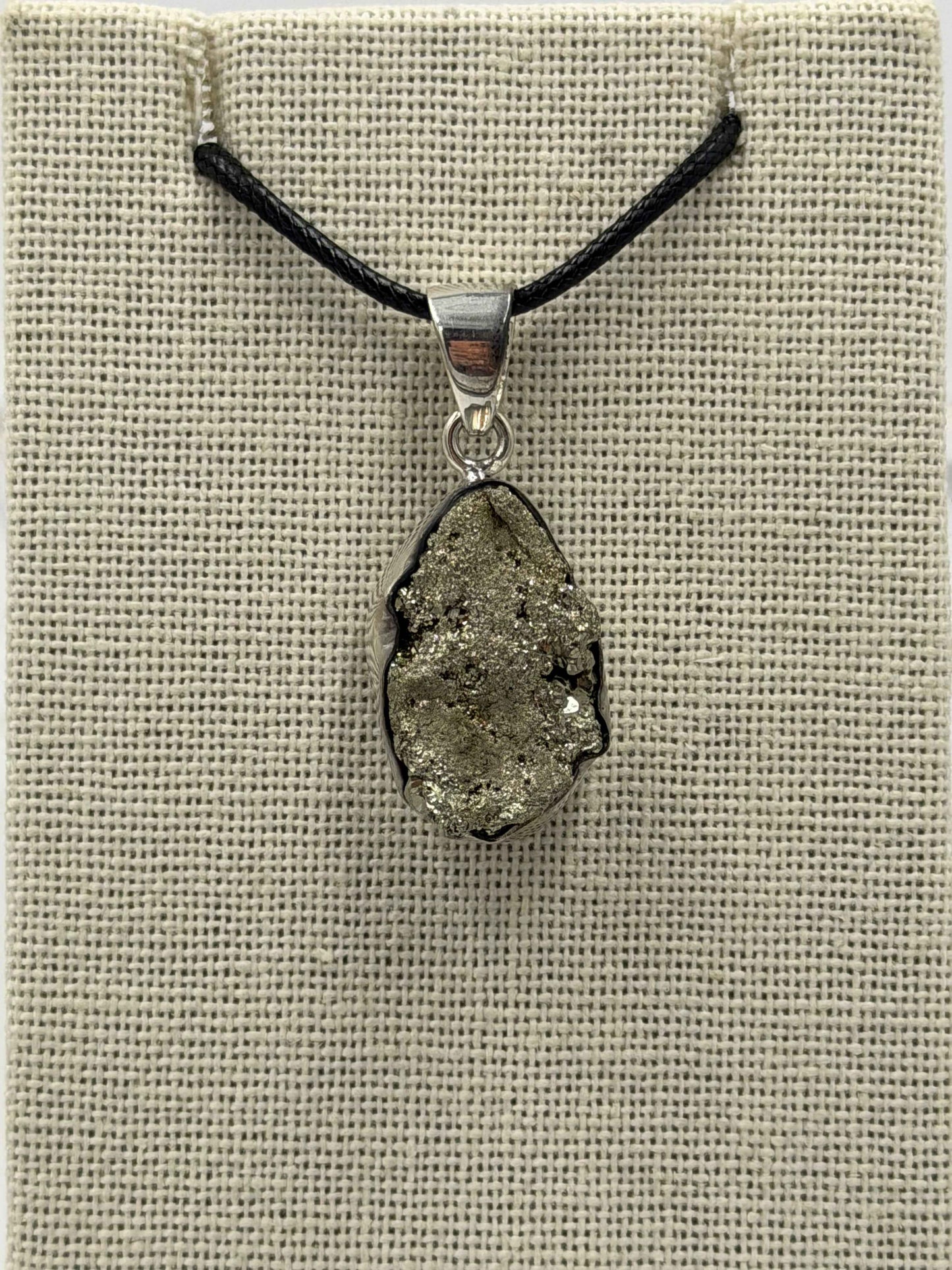 Sterling Silver Raw Pyrite Pendant
