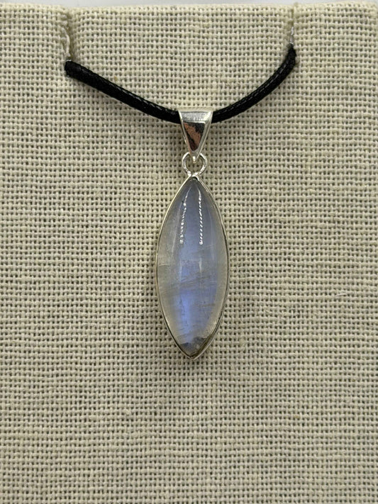 Sterling Silver Marquise Rainbow Moonstone Pendant