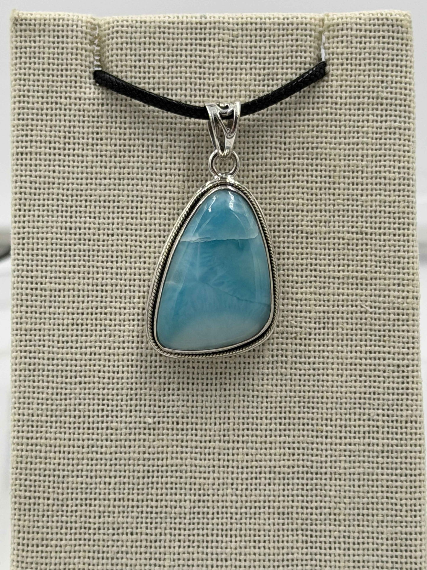 Sterling Silver Bezeled Larimar Pendant
