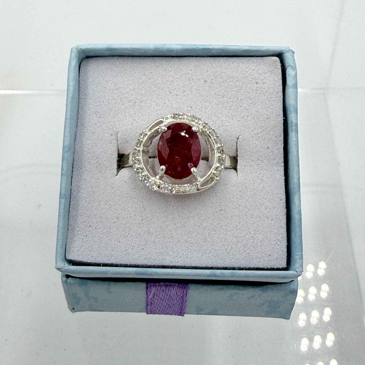 Sterling Silver Ruby Eye Ring - Size 8 - Passionate, Vital & Empowering