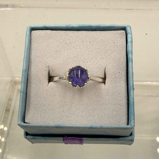 Sterling Silver Crown Set Round Tanzanite Ring - Size 9 - Spiritual, Intuitive & Elevated
