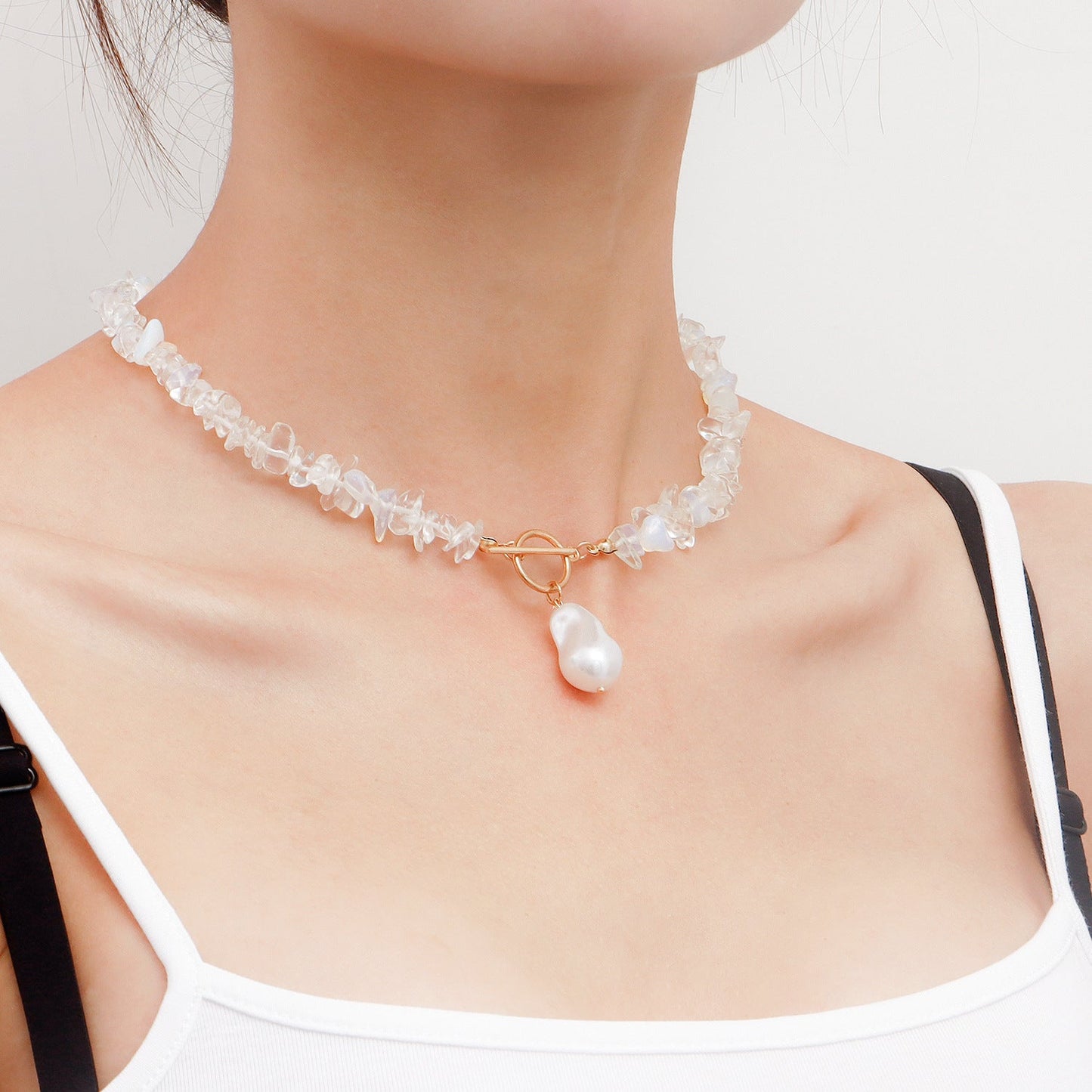 Natural Irregular transparent Stone Necklace