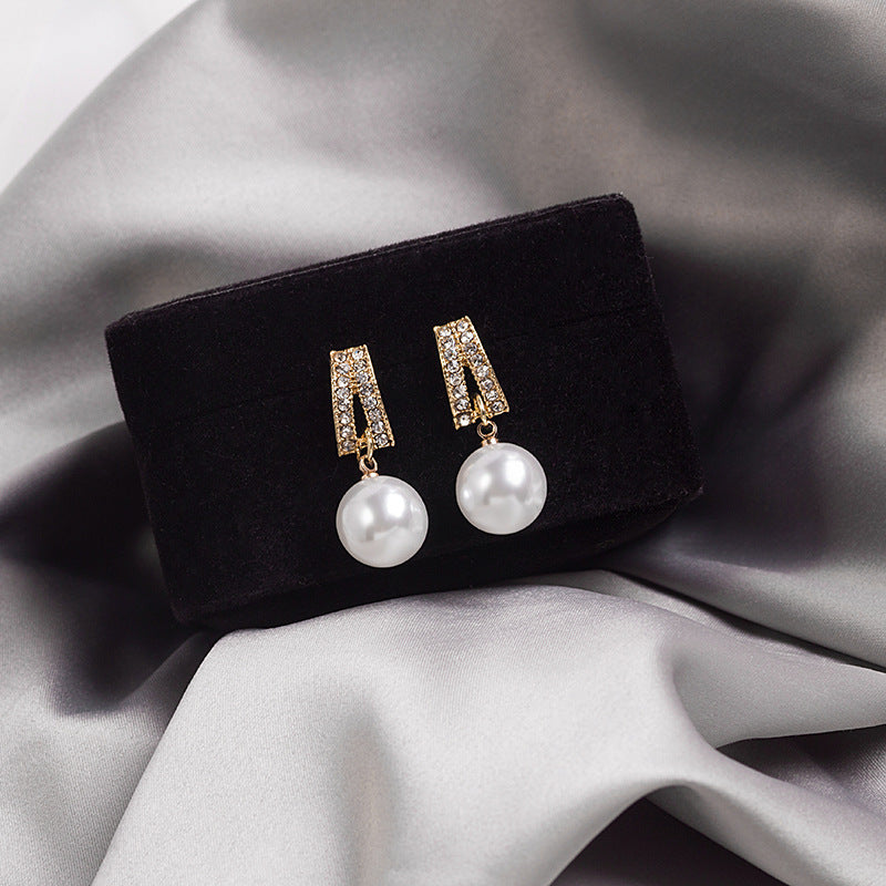 Pearl Geometric Drop Earrings