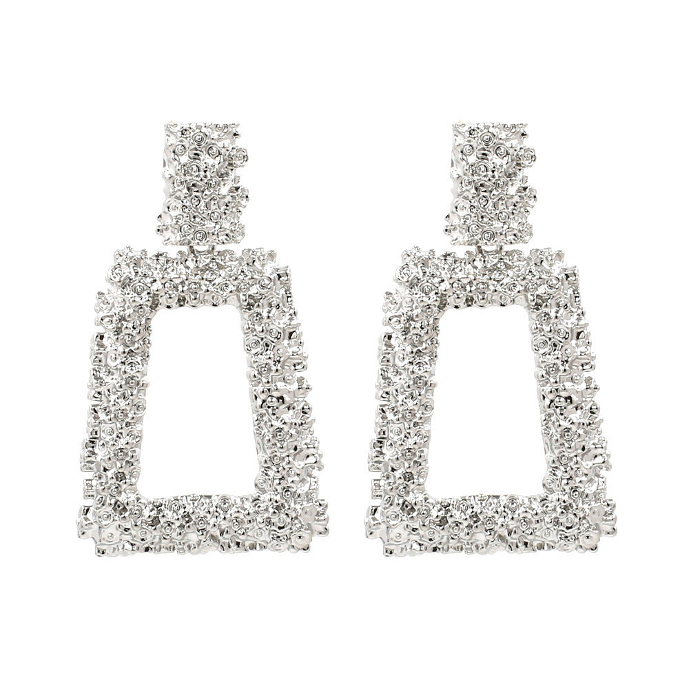 Vintage Geometric Square Round Drop Earrings