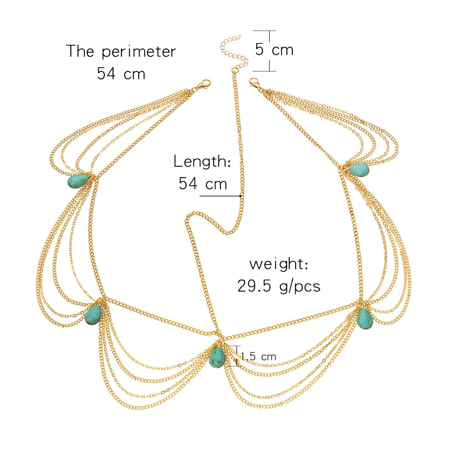 Bohemia Beach Turquoise Pendant Forehead Chain