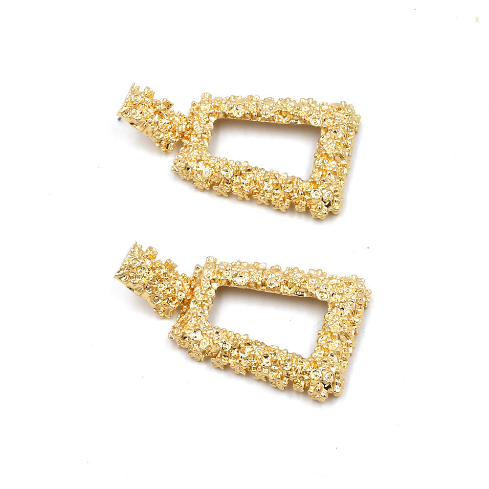 Vintage Geometric Square Round Drop Earrings