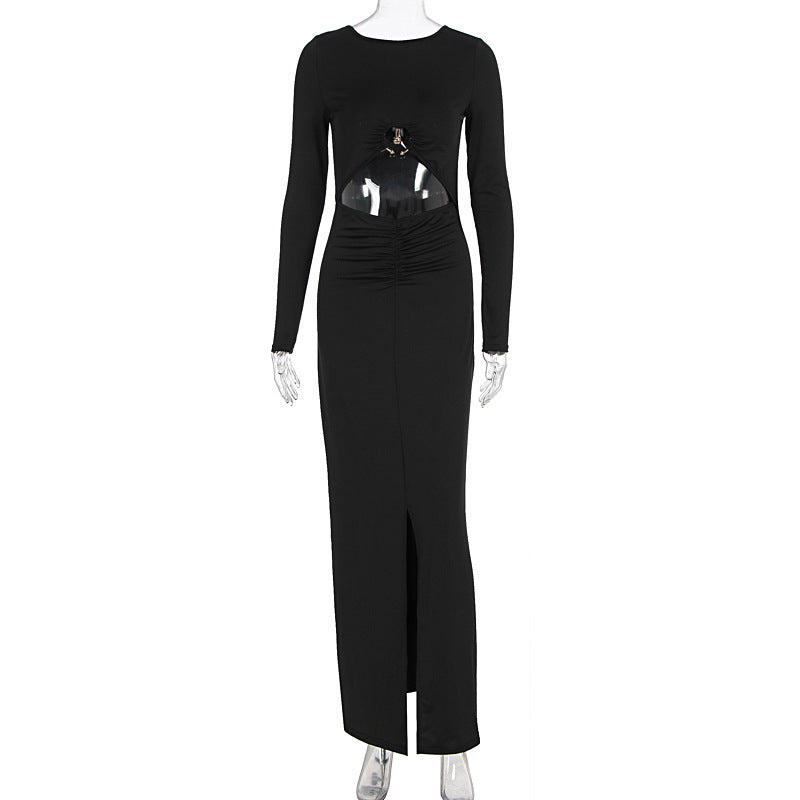 Women Clothing Maxi Dress Hollowed out Long Sleeve Dress