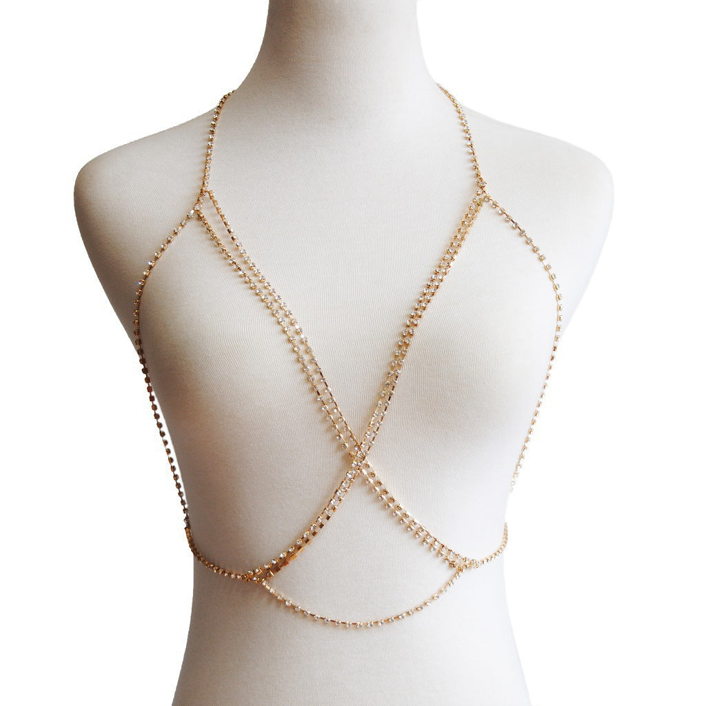 Sexy Bohemian Beach Necklace With Multi-tiered Cross Body Chain