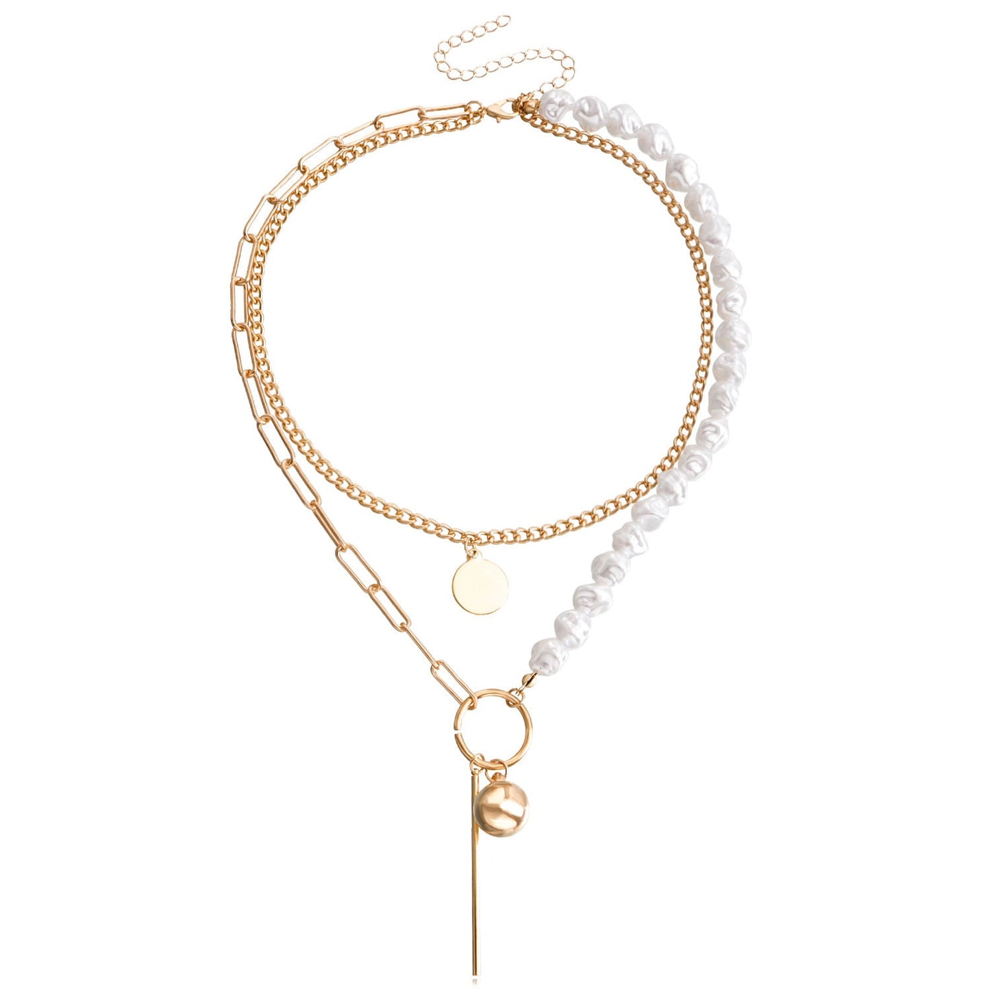 Vintage Baroque layer Chain Pearl Necklace