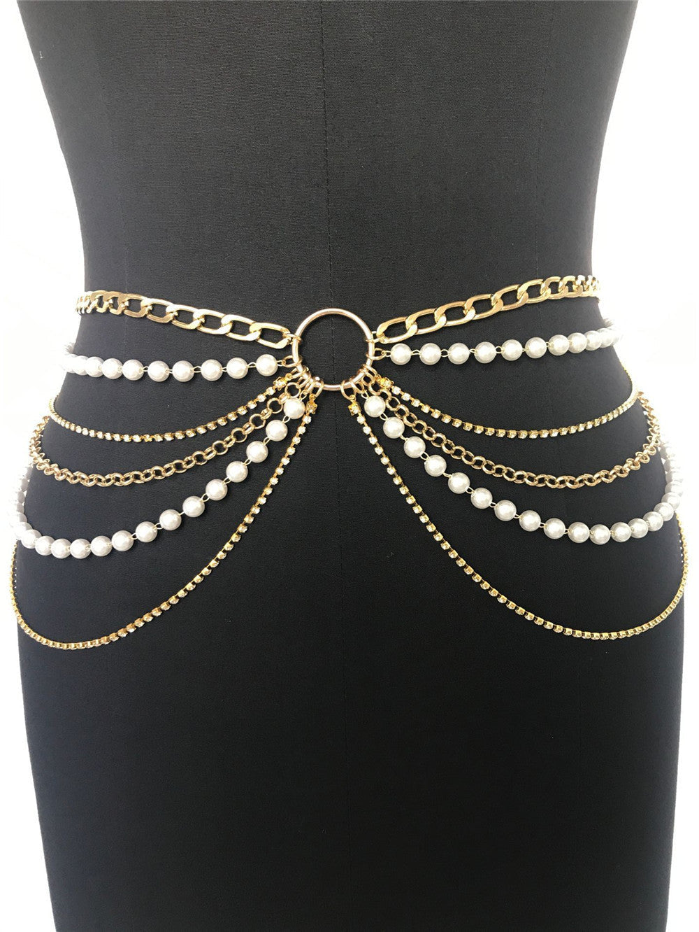 Layered Imitation Pearl Body Chains
