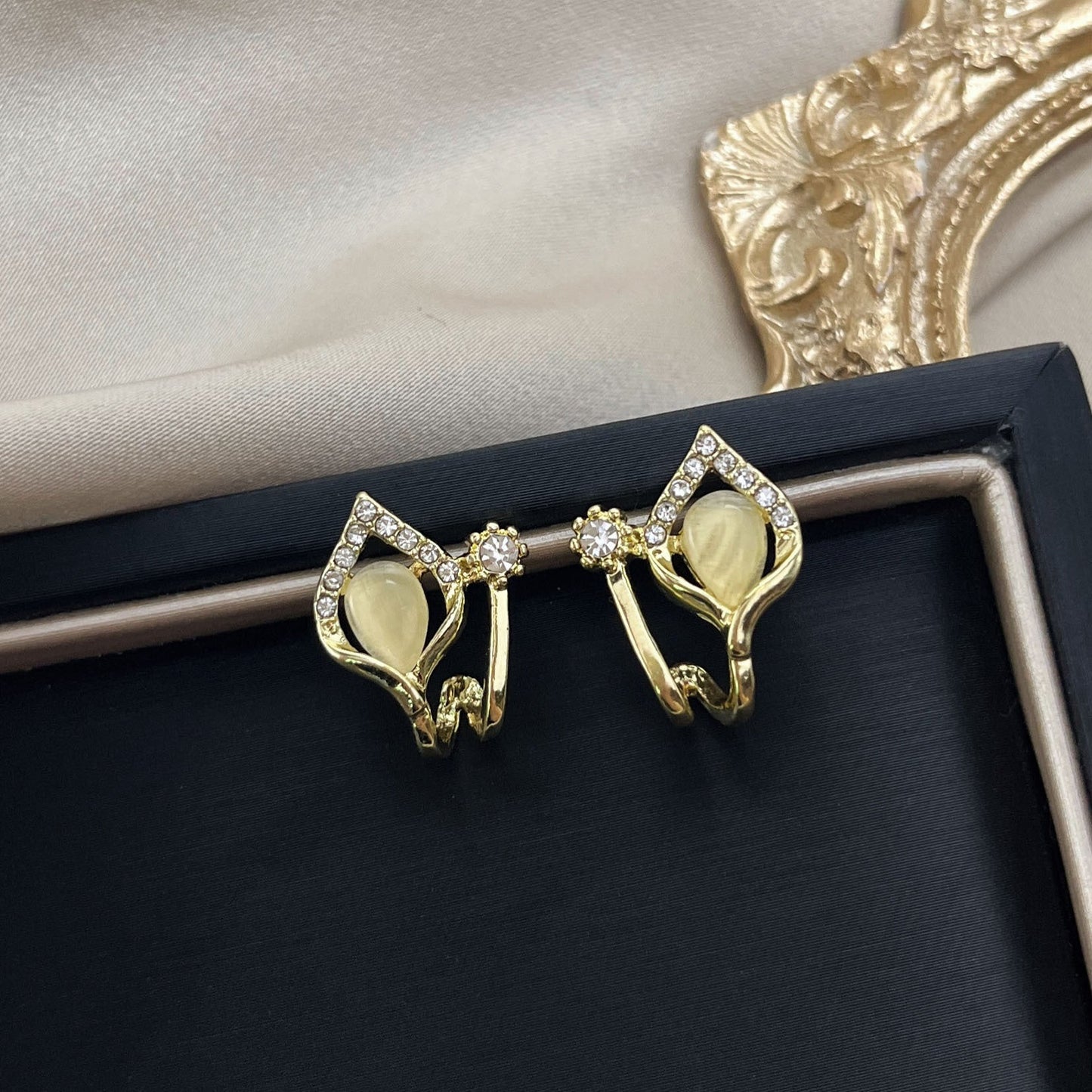 Geometric Opal Stud Earrings