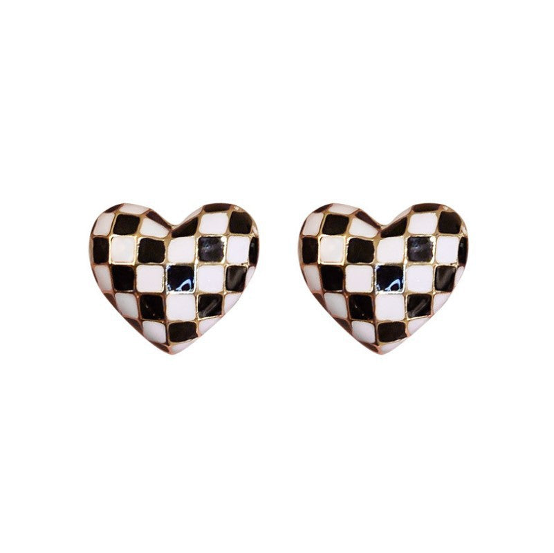 Geometric Love Heart Stud Earrings