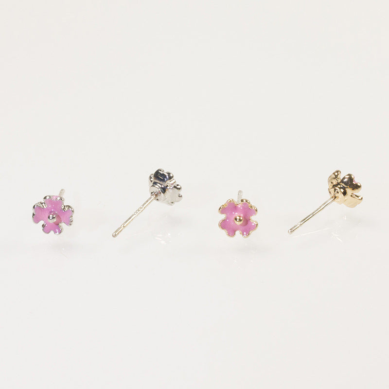 Flower petal pearl stud earrings set