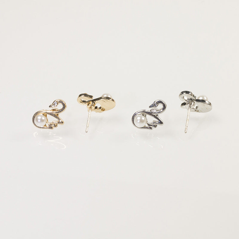 Swan Bee Stud Earrings Set