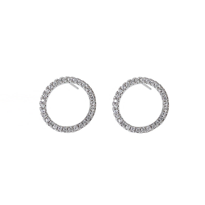 Round Full Rhinestone Stud Earrings
