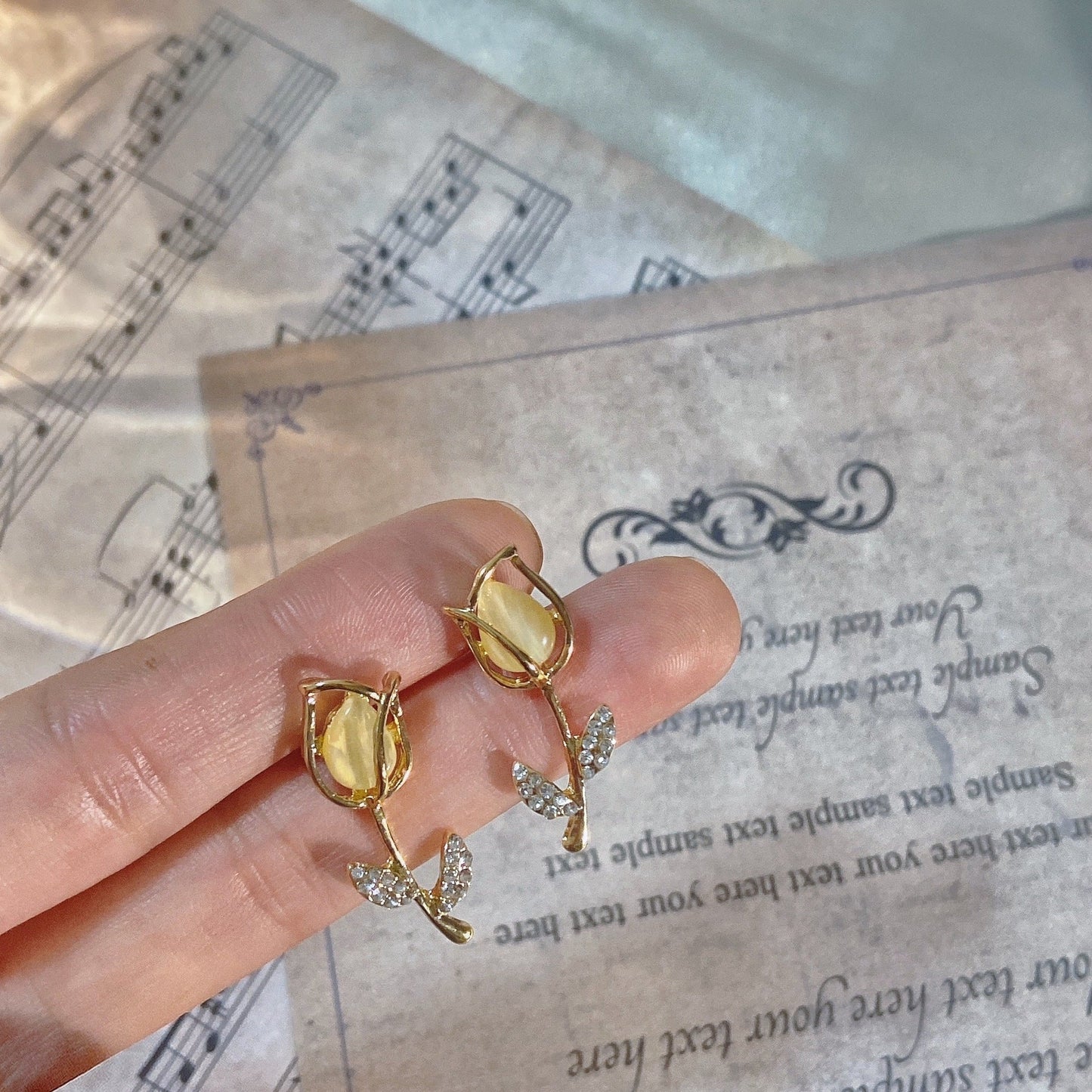 Opal Tulip Flower Earrings