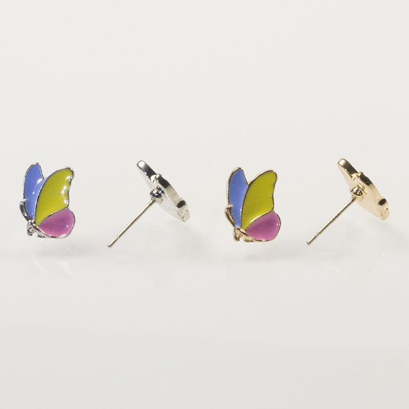 Butterfly four-leaf clover stud earrings set