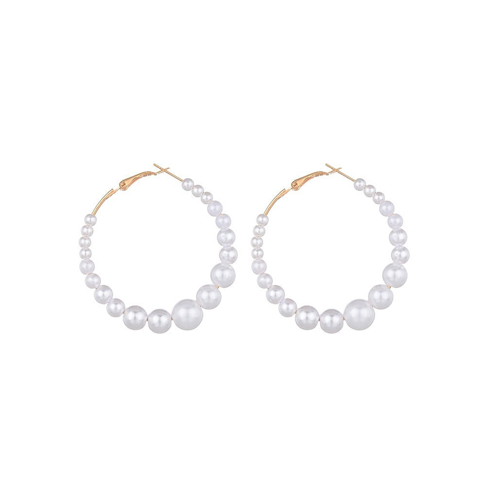 Faux Pearl Hoop Pearl Stud Hoop