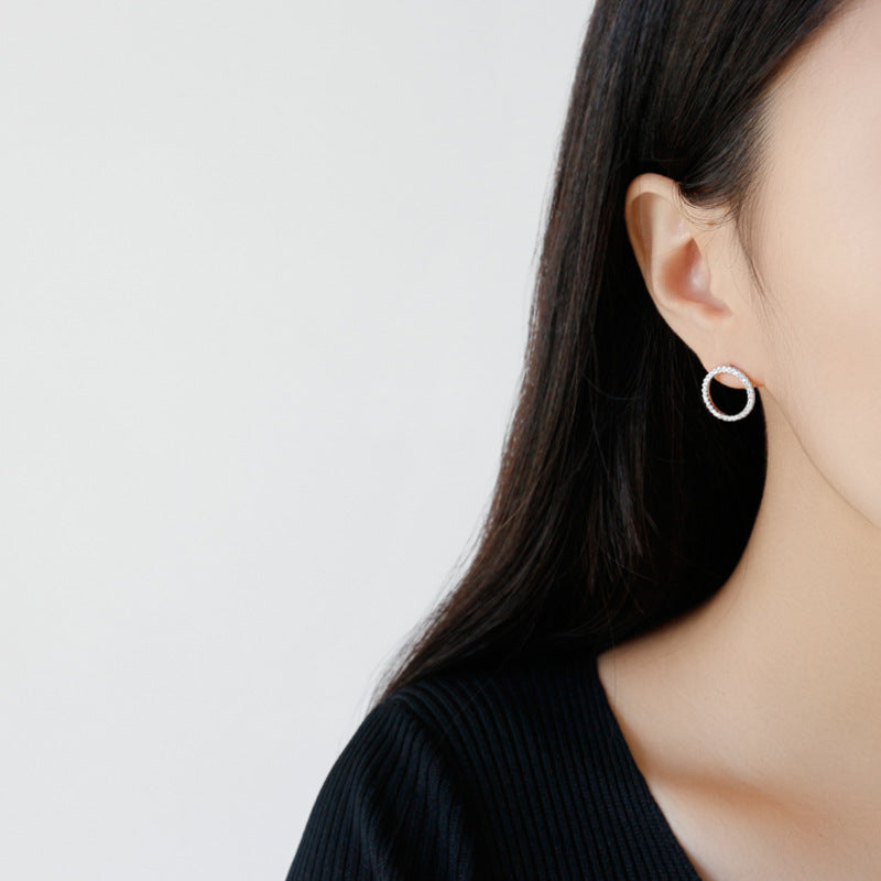 Round Full Rhinestone Stud Earrings