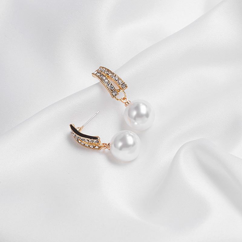 Pearl Geometric Drop Earrings