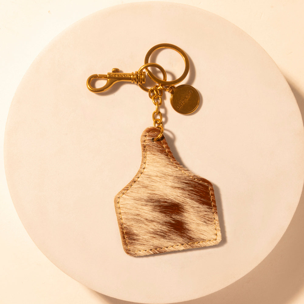 Myra Heifer Key Fob for Women in brown with hair-on detail for everyday western carry
