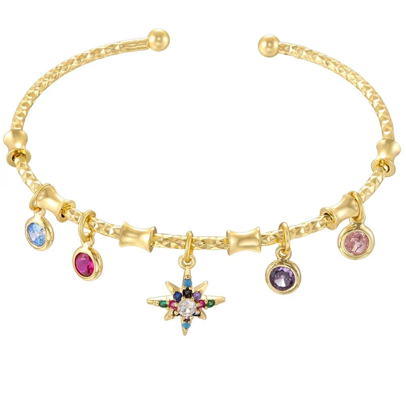 Golden Star Charm Cuff Bracelet | Trendy Fashion Jewelry for Women