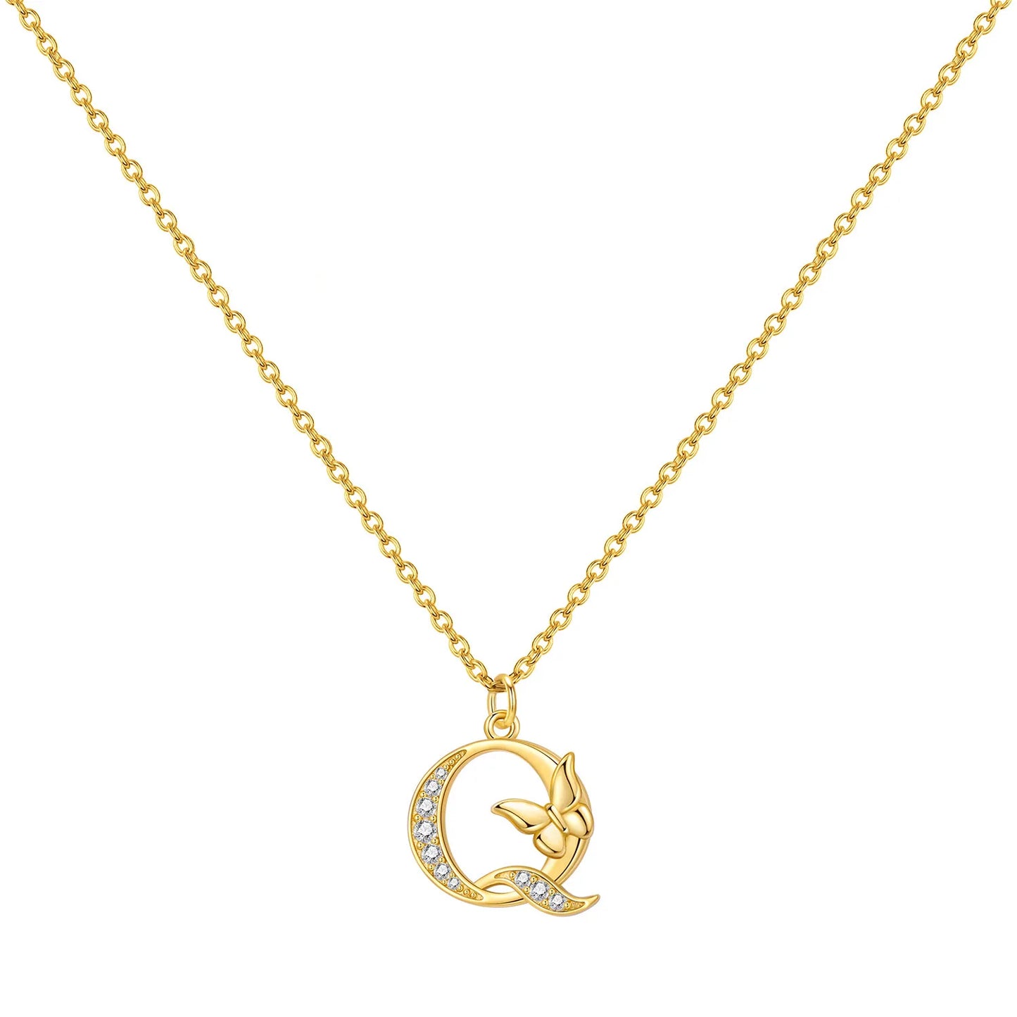 925 Sterling Silver Butterfly Initial Necklace | 26 Letter Y-Shaped Pendant for Women