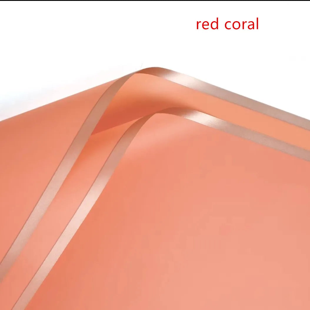 Golden Border Rose Wrapping Paper 5 Pack | Half Transparent Korean Style Gift Packing
