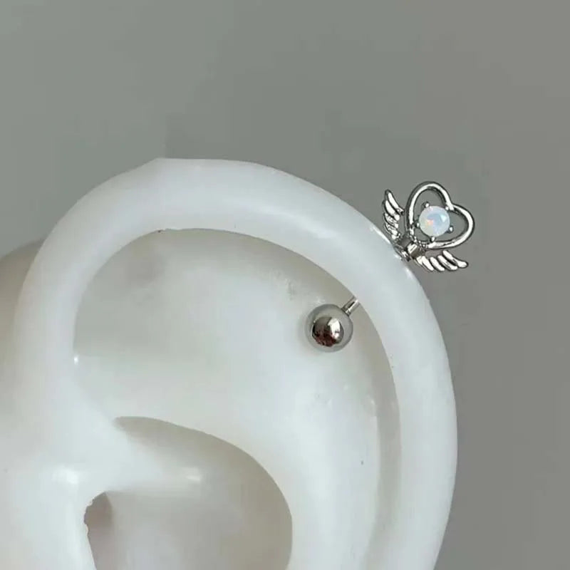 Stainless Steel Heart and Star Stud Earrings | Women's Punk Y2K Jewelry